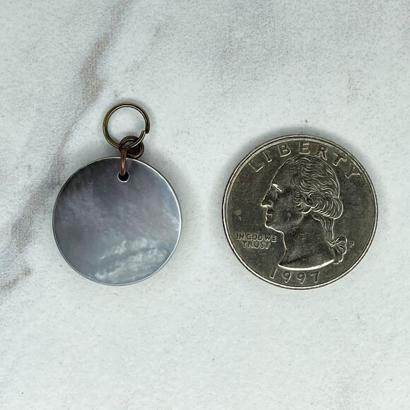 Hammered Metal Abalone Shell Upcycled Pendant Charm - Picture 4 of 5